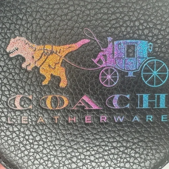 COACH BLACK/MULTI REXY & CARRIAGE ROUND COIN BAG PURSE 88766